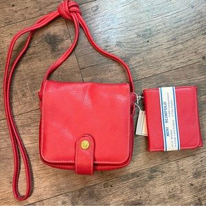NWT Red Vintage Princess Gardner Purse and Wallet Bag Belt Duo